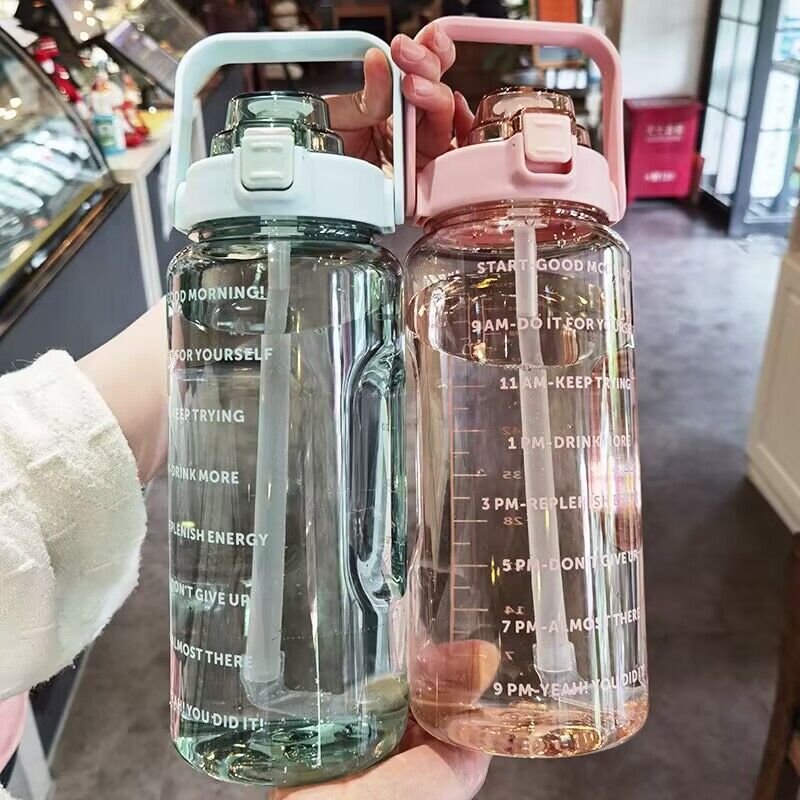 Large Capacity Straw Water Bottle with Scale