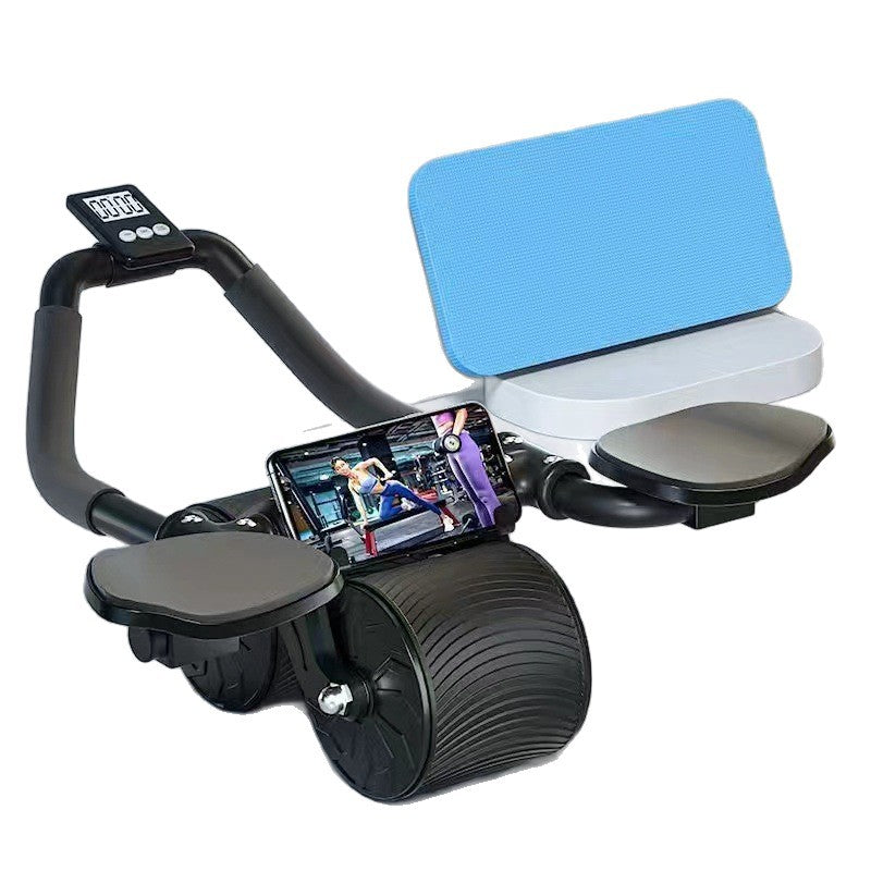 Ab wheel with automatic rebound